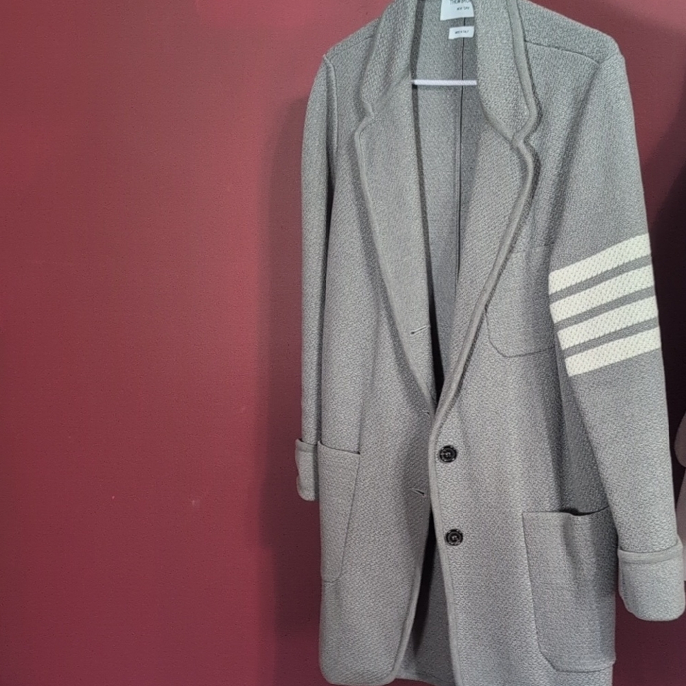 Thom Browne Gray Blazer with White Striped Sleeve. Great Condition, Used Once